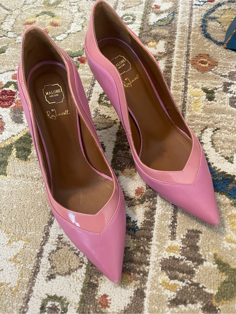Malone Souliers Pink Scalloped Penelope Pump